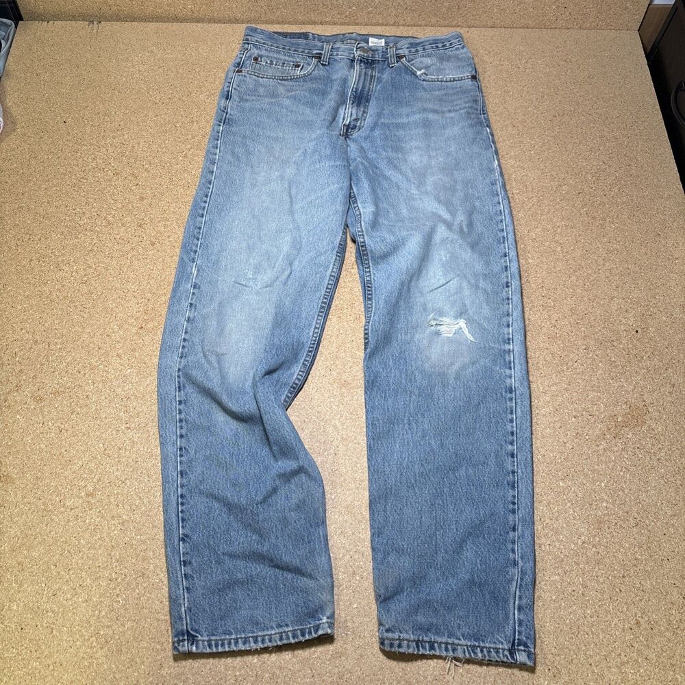 Y2K Levi's Jeans Men's 34x33* 550 Relaxed Blue Faded Distress Denim Tag 35x34 I2
